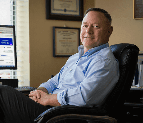 Business professional using analytics dashboard